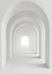 Fototapeta premium Endless white arched hallway perspective.
