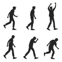 Set of Human Figure Silhouettes &ndash; Full Body Vector Icons of People in Motion and Poses