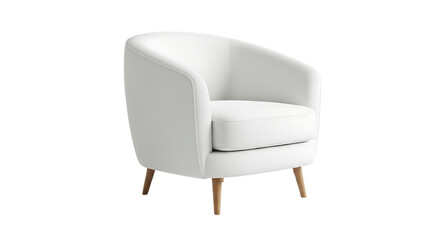 Fototapeta premium 3d illustration of stylish white armchair with rounded back and wooden legs isolated on transparent background