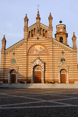 Facade of the historic San Dalmazio church at Quargnento, Alessandria, Italy