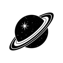 saturn icon saturn with sparkle silhouette cosmo vector