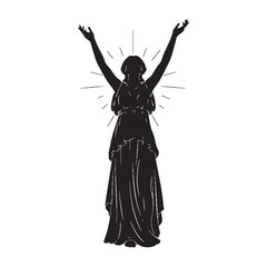Fototapeta premium Recognizable Hemera digital black vector, representing the mother of light's unforgettable appearance – Hemera silhouette – Hemera Vector – Silhouette of Hemera – Greek goddess vector