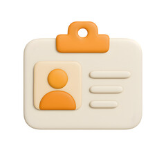 3D Identification Card Icon in Beige with Profile Symbol

