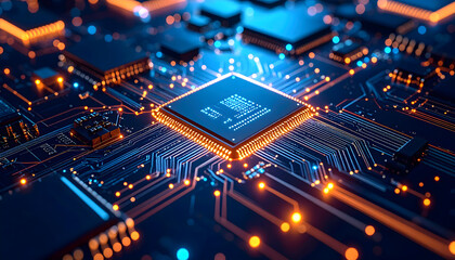 Obraz premium High tech processor on circuit board