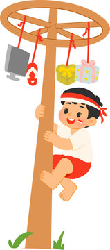 
Illustration of Panjat Pinang Indonesian game