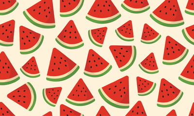 illustration of watermelon fruits seamless pattern design background decoration
