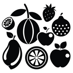 black and white fruit icons.eps