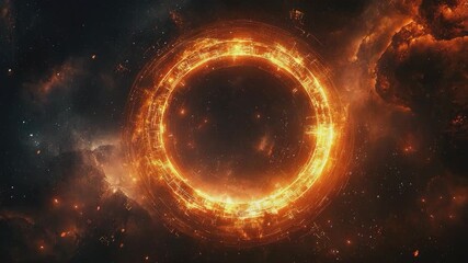 Celestial Flare: An extraordinary celestial event unfolds in a breathtaking depiction, an imposing display of cosmic phenomena in the boundless expanse of space. 