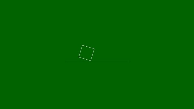 Animation of a hollow square on a green background being moved by tipping it back and forth.