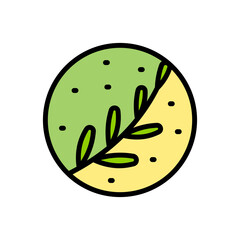 A bar of homemade herbal and floral soap icon. Eco products for spa beauty. Handmade soap color icon. Natural cosmetics. Vector isolated illustration of cosmetic hygiene product.