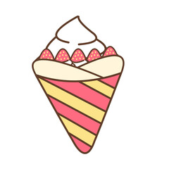 Vintage Strawberry Crepe Sticker – Sweet Cafe Style 3