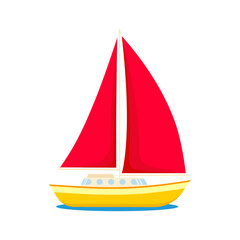 Sailboat. Color vector illustration for travel, leisure, sport concepts . Isolated on white background.	