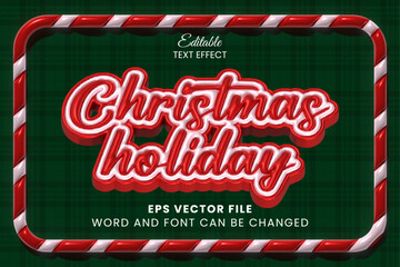 Christmas holiday 3d inflated editable vector text effect