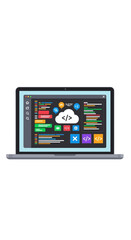 Laptop displaying a coding interface, showcasing software development tools and cloud computing.