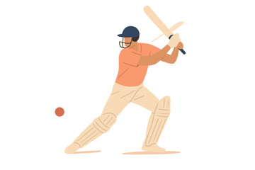 Obraz premium Dynamic cricketer in action with bat and ball in minimalist style