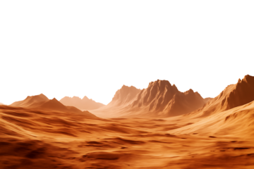 Martian landscape with rocky mountains isolated on transparent background