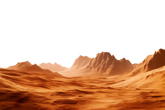 Martian landscape with rocky mountains isolated on transparent background - Powered by Adobe