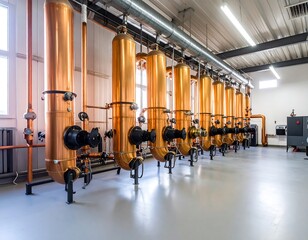 Copper distillation columns in industrial setting