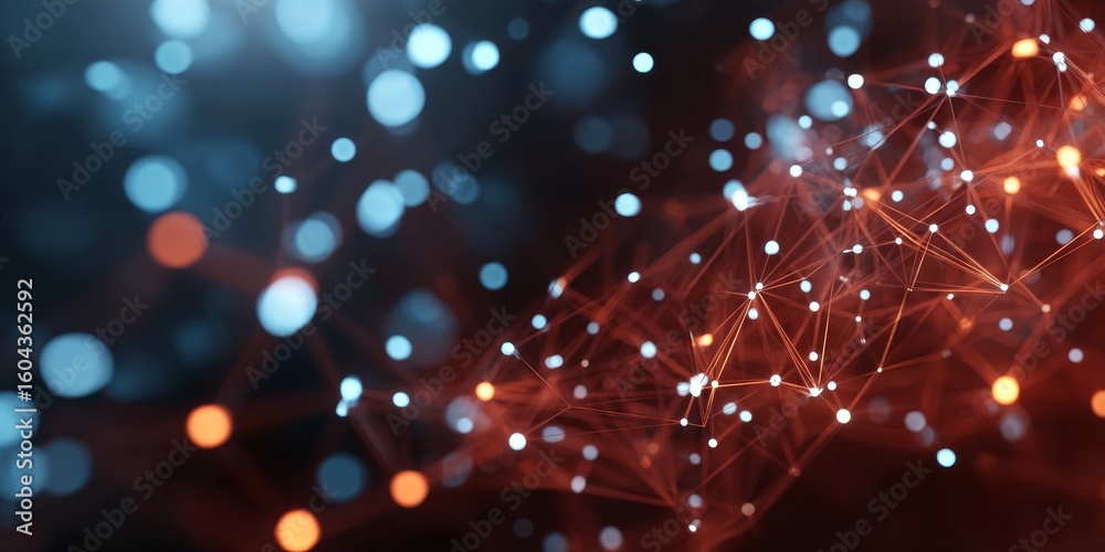 Poster abstract polygonal communication with dots and lines connecting in digital network background