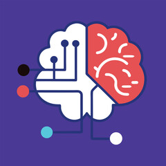 Brain and AI Science Icon Artificial Intelligence Concept Design