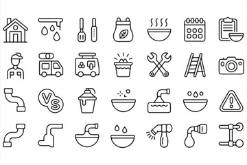 Set of Plumbing and Home Repair Icons for Digital Projects