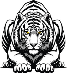 Fototapeta premium Powerful white tiger graphic design for logo or branding.