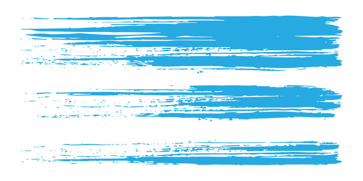 A pack of bent light blue ink vector lines. Long, rounded hand-drawn brush strokes, highlighted text, frames, and circles. Modern Asian calligraphy.