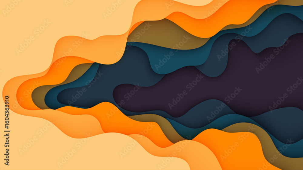 Wall mural colorful abstract vector background with wavy lines and nature-inspired design elements