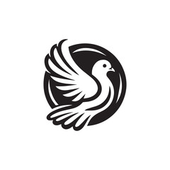 black and white dove logo vector