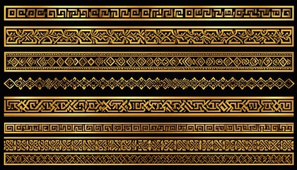 Golden geometric borders set