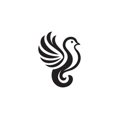 Fototapeta premium black and white dove logo vector