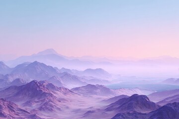 Obraz premium Pastel mountain range, hazy sunrise
