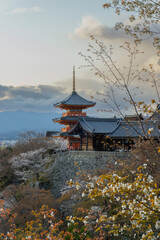 Naklejka premium Sanju-no-to, Three Storied Pagoda, Kiyomizu-dera temple, Kyoto, Japan