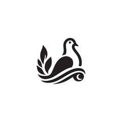 black and white dove logo vector