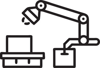 Isometric illustration of a robotic arm with a claw on a white background technology automation