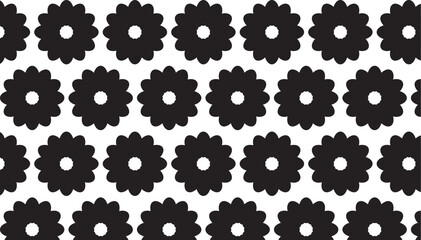 vector seamless pattern with black flowers