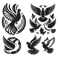 black and white dove logo vector