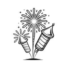 Festive fireworks exploding with sparks and stars celebration explosion