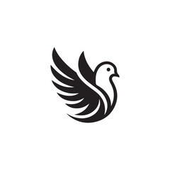 black and white dove logo vector