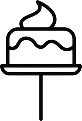 Sweet Delight Silhouette: An artistic outline of a delectable cake stands as a testament to simplicity and elegance.