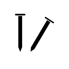 silhouette vector icon set of nails in black isolated on white background