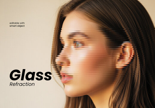 Glass Refraction Photo Effect Mockup