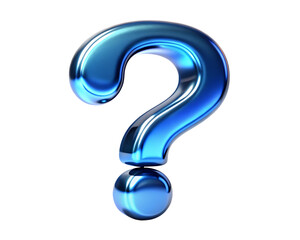 Naklejka premium Metallic Blue Question Mark Symbol on Transparent Background