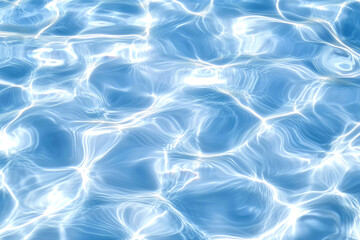 Fototapeta premium Clear blue water with reflections and ripples in natural sunlight