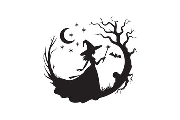 halloween witch illustration vector