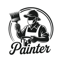 Painter with brush and paint can artist painting