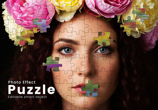 Jigsaw Puzzle Pieces Overlay Photo Effect