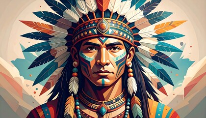 Native American portrait, stylized