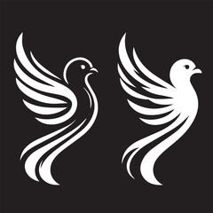 black and white dove logo vector