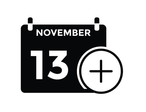 
13 November, calendar date icon. 13 November Calendar Date for Deadlines or Appointment. Day, month. vector illustration.
